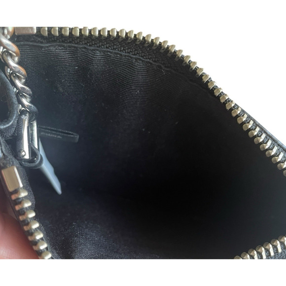 MARC JACOBS Navy Leather Double J Scream Logo Print Silver Key Ring Card Wallet - Picture 6 of 7